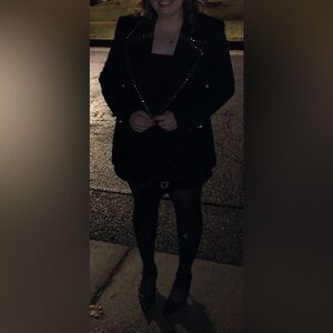 Solini Black Blazer with Silver Beaded Embellishment